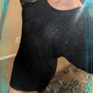 Cache Black Beaded Sweater Dress M